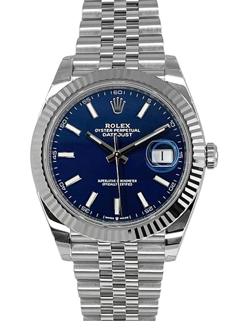 rolex datejust 41 blau geriffelt|oystersteel rolex datejust 41.